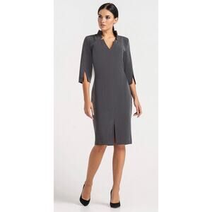 Tavrovska Gray High Neck Midi Pencil Dress Size 38 US 4